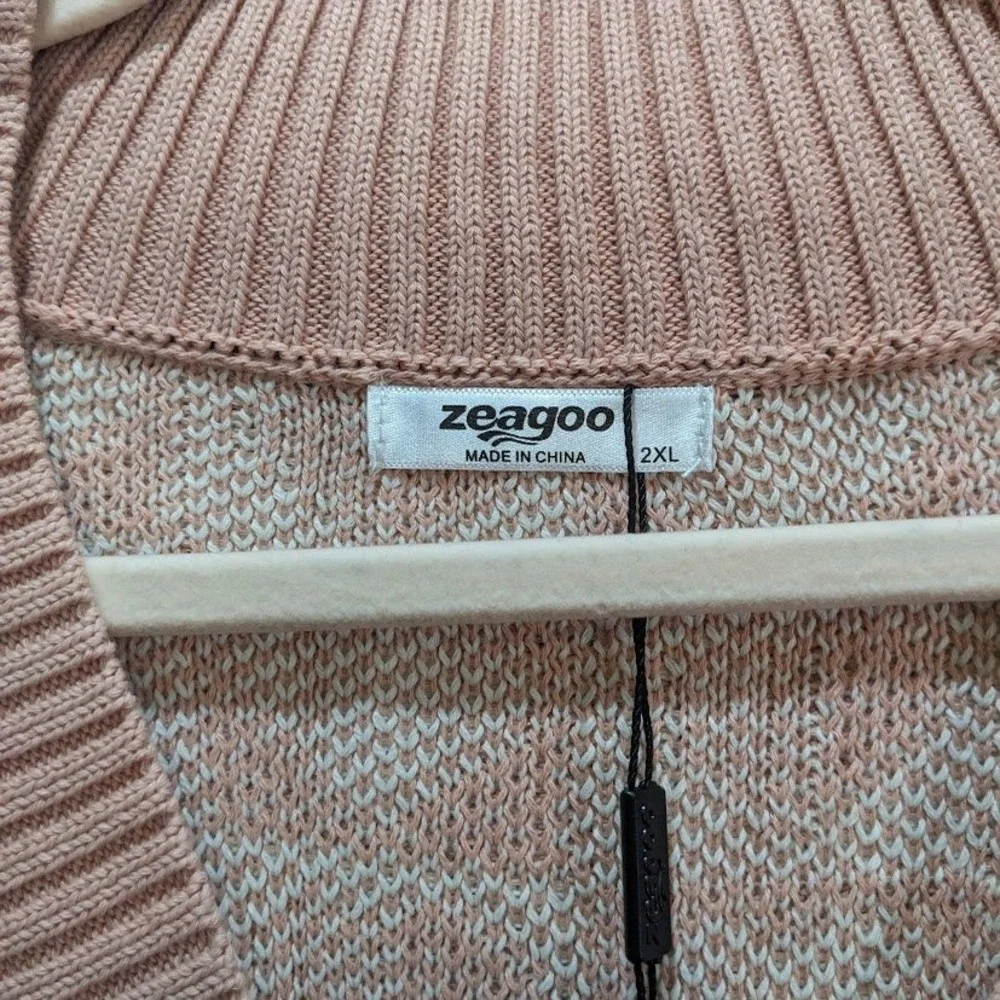 Zeagoo Womens Pink White Heart Checkered Sweater‎ Vest Dress V-Neck Knit 2XL NEW